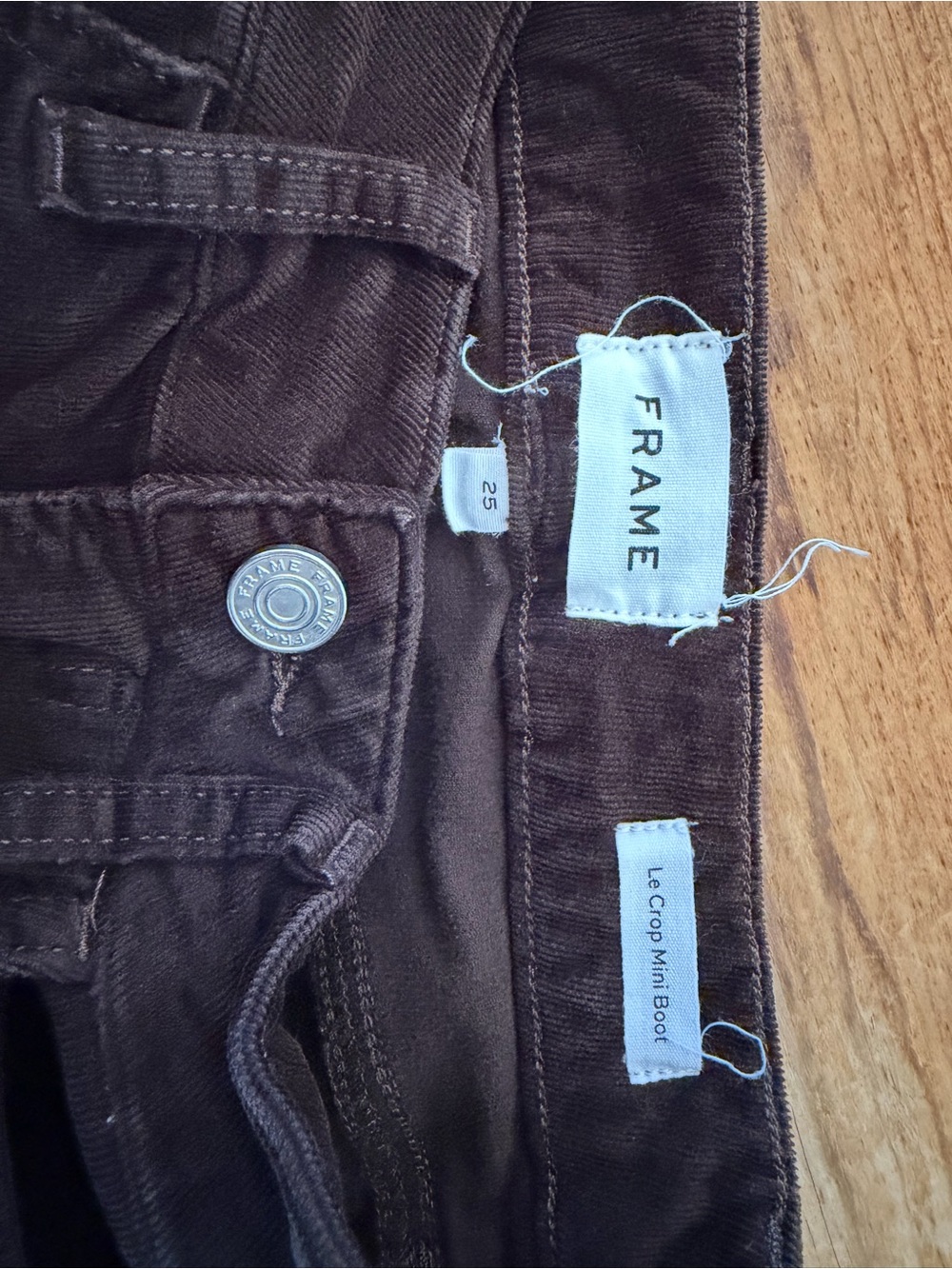 Frame Jeans Le Crop Mini Boot Espresso Brown Corduroy Pants Cotton Women’s 25 - Picture 7 of 10